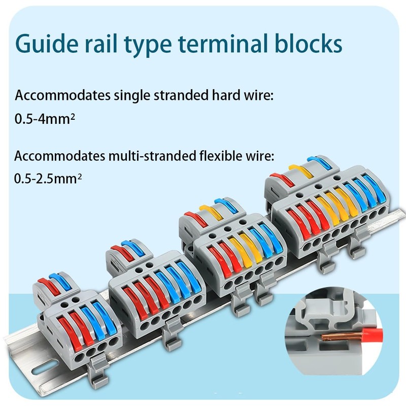 Teansic 10PCS DIN Rail Wiring Connectors,2 in 4 Out Quick