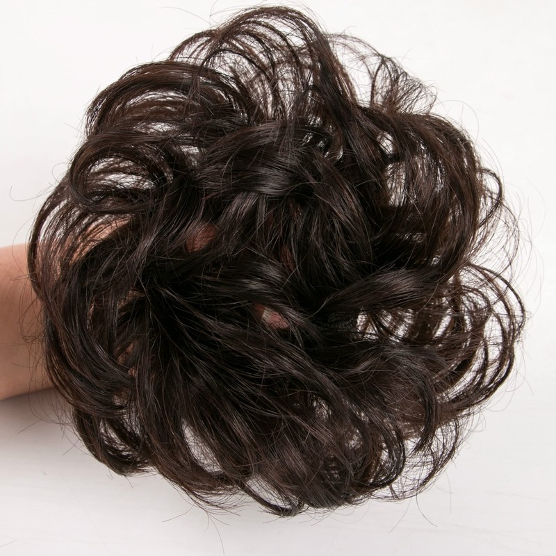 100% cabello humano desordenado moño rizado con cordón para el