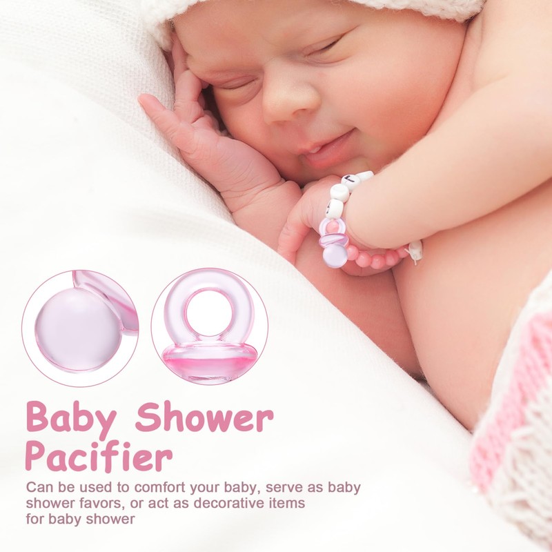 SHOWERORO 100 Pcs Acrylic Pacifier Beads Pacifier Shower Party Mini