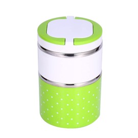 WGFOIP Stainless Steel Insulated Lunch Box, 2 Layer Thermal Food Container Keep Food Warm Fit for School, Office or Picnic