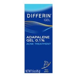 Differin Acne Treatment Gel, 90-Day Supply, 0.1% Adapalene Retinoid Face Treatment for Acne-Prone & Sensitive Skin, Gentle Formula, 45g Pump (Packaging May Vary)