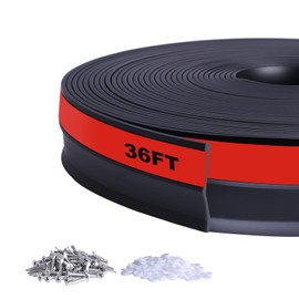 DGSL Garage Door Seal Top and Sides Seal Strip,36Ft Weather Stripping Garage Door Trim Seal Weatherproofing Garage Door Seals with Nails（Black）