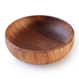 Handcraft Acacia Serving Bowl for Fruits or Salads, Acacia Wooden Bowl for Snacks, Home Decor, Zen Decor, Wooden Mixing Bowl for Kitchen (Large)