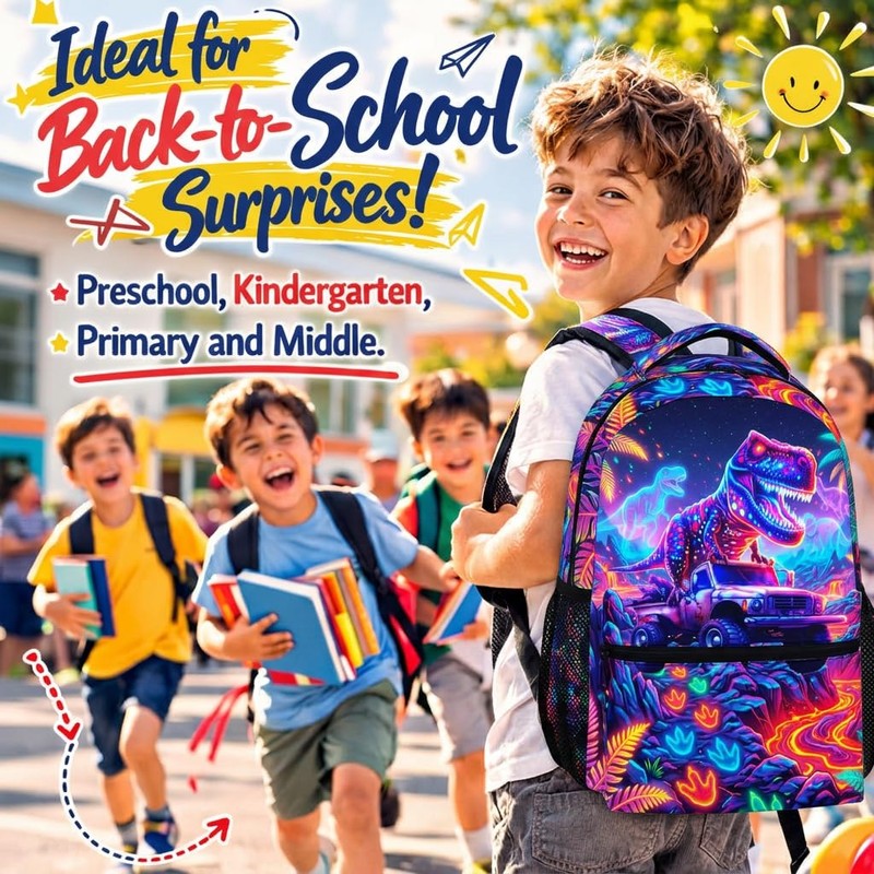 PAKKITOP Kids Boys Backpack Dinosaur Backpacks for School Casual Travel,