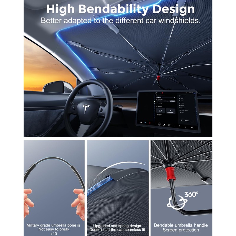 [2025 Upgrade] Weektic Windshield Sun Shade [UPF50+ Crystal Nano Reflector]