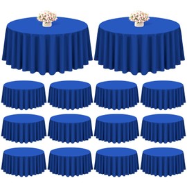 Showgeous 12 Pack Royal Blue Round Tablecloth 90 Inch Washable Polyester Tablecloths for Round Tables Wrinkle Resistant Round Table Cloth Decorative Fabric Table Cover for Dining Wedding Party Banquet