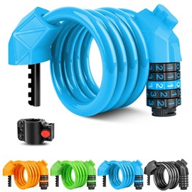 Bike Lock with 5-Digit Code, Cadenas Velo,1.2M/4FT Bicycle Locks Cable, Heavy Duty Anti Theft，Cycle Lock, Bike Locks for Mountain Bike (Blue)