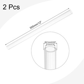 QUARKZMAN Pack of 2 PVC transparent tubes, inner diameter 15 mm, diameter 21 mm, length 350 mm, acrylic plastic tube for lamp making, floor lamps, furniture