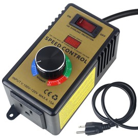 AC Motor Speed Controller 100V-120V, 15A Max – Electric Fan Speed Regulator with Overload Protection, Electronic Voltage Regulation, and LED Voltage Display