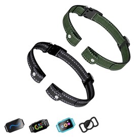 Aikko Dog Shock Collar Replacement Straps - Nylon Adjustable E-Collar with Quick Release Buckle, Fits Small Medium Large Dogs, Compatible with Most Training Bark Collars (Black & Light Green)