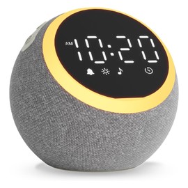 HUO JI White Noise Machine, 25 Kinds of Healing Sounds, Alarm Clock, Digital Clock, Night Light, Alarm & Snooze Function, 16 Level Volume Adjustment, Stepless Dimming, Table Clock, Indirect Lighting