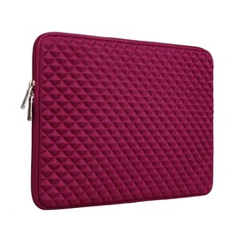 RAINYEAR 15 Inch Laptop Sleeve Diamond Foam Shock Resistant Padded Case Protective Zipper Cover Carrying Computer Bag Compatible with 15.4 MacBook Pro, New XPS 15 Touch, Surface 3/4 15"(Red)