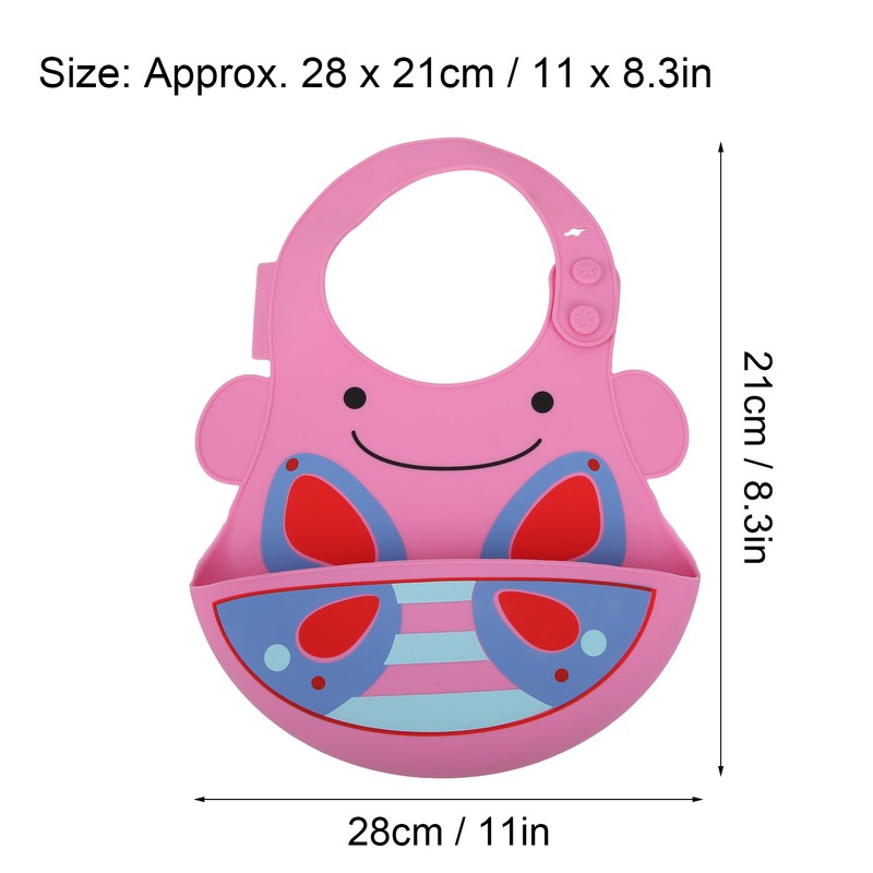 Silicone Cartoon Pattern Baby Bib Infant Waterproof Adjustable Portable Eating