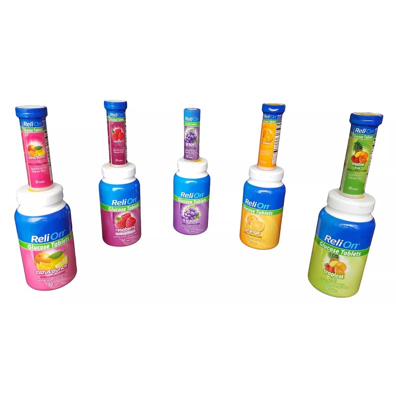 ReliOn Glucose Tablets Fruit Punch Flavor 50 Count Chewable Dietary