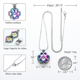 Pet Cremation Jewellery for Ashes for Dog/Cat Paw Stainless Steel Memorial Locket Urn Necklace Inside Mini Case Keepsake Cremation Jewellery Women Men, Stainless Steel, No Gemstone