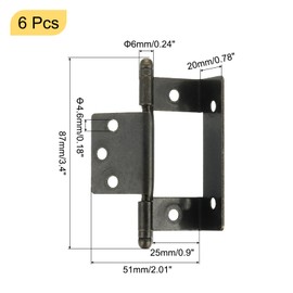 uxcell 6Pcs Cabinet Hinges Full Inset, 3.4x0.9Inch Partial Wrap Long Hinge, Bronze