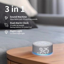 Hushing 【3 in 1】 Sound Machine Alarm Clock Night Light White Noise Machine with Doubl...