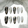 Sun&Beam Nails Handmade Nail Tips, Medium, Long, Almond, Silver, Silver,