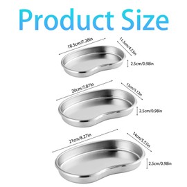 3 Pcs Kidney Dish, Curved Instrument Tray, Reusable Tray Kidney, Small Instrument Tray, Dish Tray for Tattoo Instrument Supplies, Lab Tool Instrument