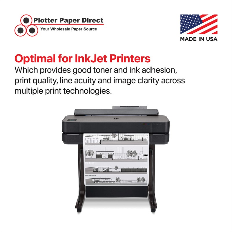 Plotter Paper Direct (18lb, Translucent | 4 Rolls, 2" Core