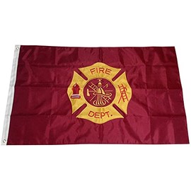 4 Less Co 2x3 ft Fire Department Firefighter Embroidered Nylon Flag Double Sided