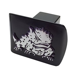 AMG TCU Metal Frog Emblem (Chrome with Purple Trim) on Black Metal Hitch Cover