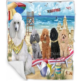 Doggie of the Day Poodle Dogs - Pet Friendly Beach - Dog Print, Dog Lovers Gift - Fleece, Sherpa & Tasseled Woven Durable Throw Blanket for Bed, 30x40 Fleece BLNKTB54992