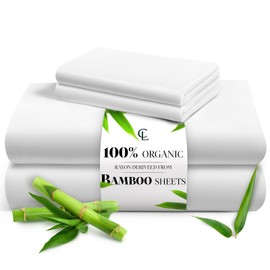 LuxClub King Size Sheets Set, 100% Rayon Derived from Bamboo Cooling Sheets, Breathable & Soft Deep Pocket Up to 16", Hotel Luxury Silky Sheets King Size, White