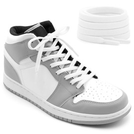 DELELE Flat Elastic Shoe Laces: White Stretch Shoelaces for Sneakers 2 Pair 55 inch