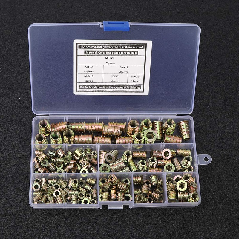 165 Uds Tuerca de Inserción de Rosca Hexagonal Juego de