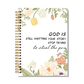 EVER-GOING TUNE Christian Inspirational Notebook，Faith Art Gifts Notebook，‘God Is Still Writing Your Story’ Floral Journal,Prayer Journal for Women, Hardcover Spiral Notebook 5.5x8.3 Inch.