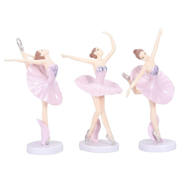 3Pcs Ballerina Statues Desktop Ornament Plastic Dancing Girl Crafts Dancer