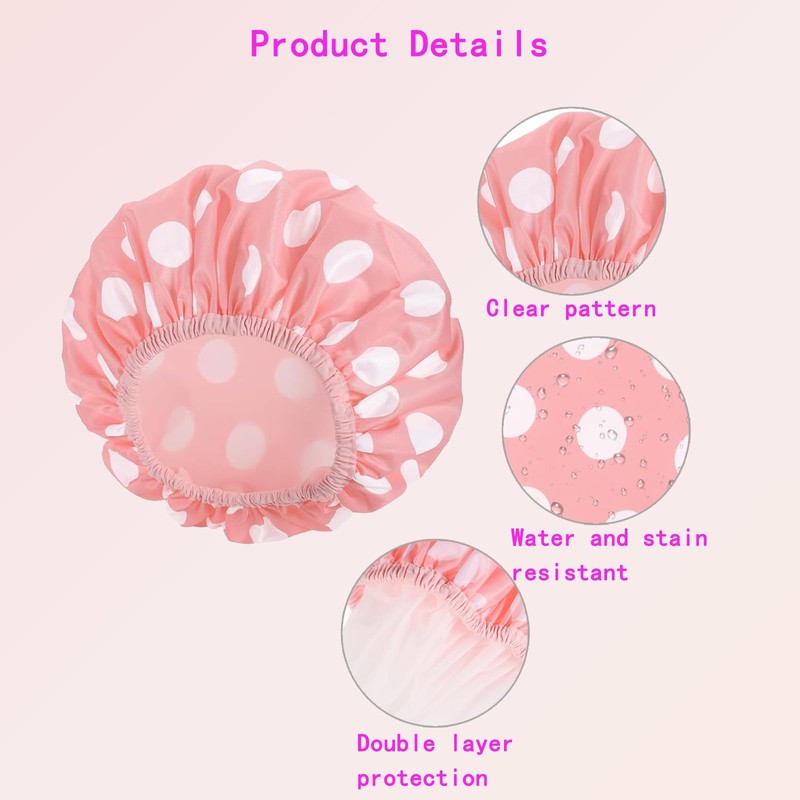 2PCS Women's Shower Cap with 2 Hair Scrunchies - For