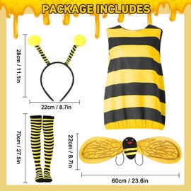 LGZIN Women's Bee Costume, Pack of 4 Bee Costume for Adults, Bumble Bee Costume with Wings, Headband, Leg Sleeves, Fancy Dress Costumes Bee for Party, Cosplay, Fancy Dress