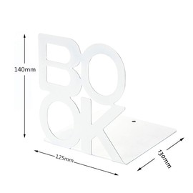 Book Ends - Decorative Metal Book Ends Supports for Bookrack Desk,Books, Unique Appearance Design,Heavy Duty (White)