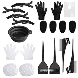 BLMHTWO Pack of 18 Hair Dyes, Hair Dyeing Accessories, Brush Comb, Colouring Bowl, Hairpins, Hair Caps, Gloves for Households, Salons