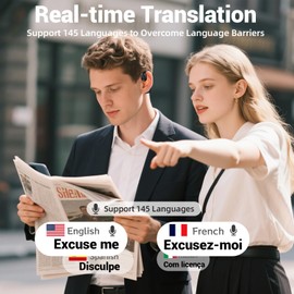 Ai Headphones Translator, Improved Languages Translation Headphones Real Time with App, 5.4 Bluetooth Headphones Translator for iOS and Android