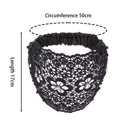 Blessmrich Women's Plum Blossom Hollow Headband Headdress Women Hair Bands Elastic Crochet Thermal Headband (Black, One Size)