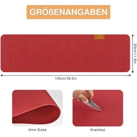 Felt Table Runner - Felt Place Mats - Washable Tablecloths - 30 cm x 100 cm, Decorative Table Belt with Leather Labels Suitable for Kitchen, Indoor and Outdoor Use