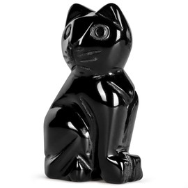 SM SMQARTCRYSTAL 2" Black Cat Figurine Mini Cat Figures Realistic Kitten Kitty Cute Ornament Animal Sculpture Art Cat Statue Black Obsidian Cat Gift for Cat Lovers