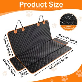 Pagezol Dog Car Seat Cover, 119x137CM Car Seat Protector for Dogs, Waterproof Back Seat Cover, Nonslip Dog Car Seat Protector, Universal Car Seat Cover for Dogs, Fits Standard Cars Trucks SUVs