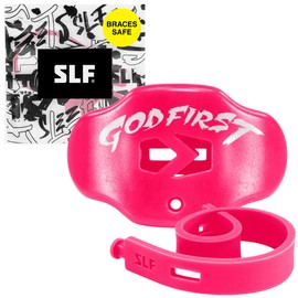 SLEEFS God First Pink Football Mouth Guard – No-Boil Mouthpiece with Strap – Maximum Air Flow & Lip/Teeth Protection for Youth & Adults