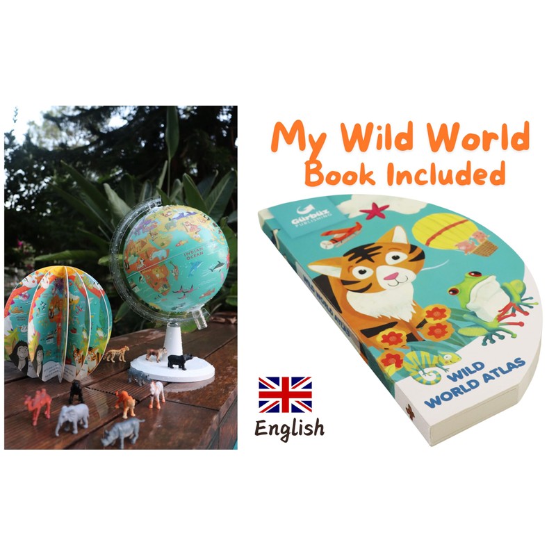 EXERZ 20 cm Globe with Book "My Wild World" 16