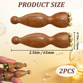 Sandalwood Facial Massage Tool, Dual Head Eye Massager with 5 Copper Beads