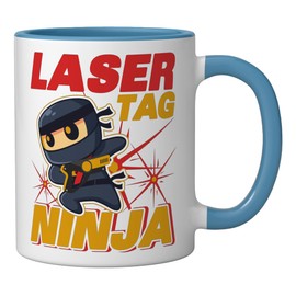 Laser Tag Party Laser Tag Ninja Lazer Tag Game Ceramic Mug, Blue/White