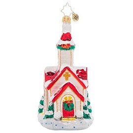 Christopher Radko Hand-Crafted European Glass Christmas Decorative Ornament, Enchanting Country Chapel
