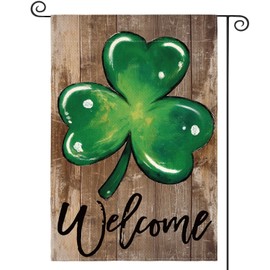 AVOIN colorlife St Patricks Day Garden Flag 12x18 Inch Double Sided Outside, Shamrock Clover Welcome Holiday Yard Outdoor Flag