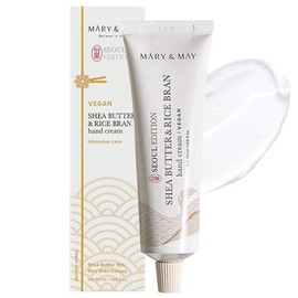 Mary&May Crema de manos de manteca de karité y salvado de arroz, 1.69 onzas | Korean fragrance-free vegan hand cream with shea butter, rice bran & cer