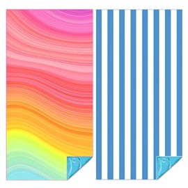 2 Pack Microfibra Sobredimensionada Ligera Toalla de Playa 90*180cm XL Extra Grande Delgada Sin Arena Toalla Viaje Piscina Yoga Gimnasio Camping (2, R