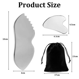 ExcellaElite 2Pcs Body Gua Sha Stainless Steel, Metal Gua Sha Massage Tool for Face Neck Back Legs and Other Body Parts